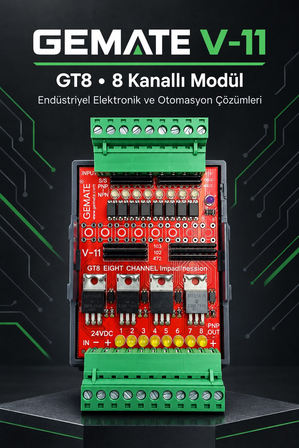 GEMATE V-11 GT8 8 Kanallı PLC Çıkış Transistör Kartı